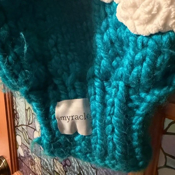 Teal Cloud Patterned Women Sweater - Picture 3 of 3